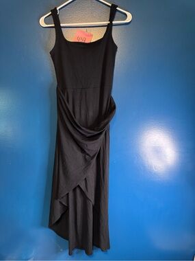 Wilfred Black Draped High-Low Midi Tank Dress